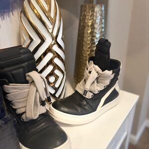 Stylish Black and White High-Top Sneakers